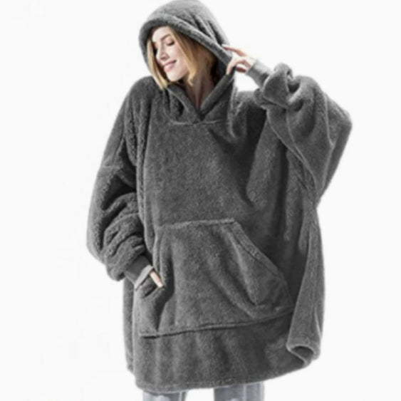 Hoodie Sweatshirt With Big Pocket Tops Sweater Comfortable Loose Double-Sided Fleece Thicker Wearable Blanket - Cozy Haven