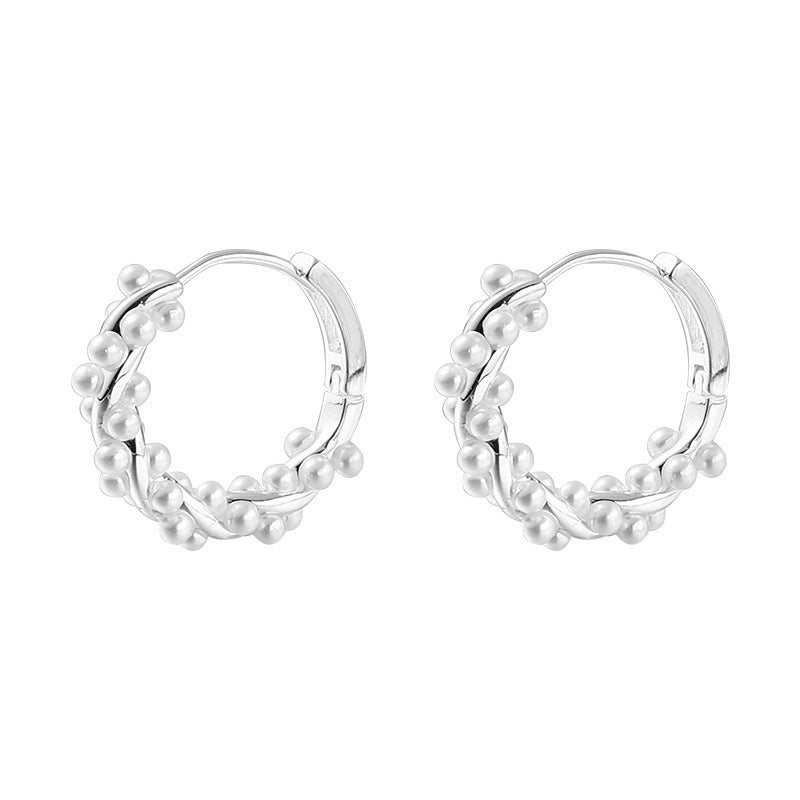 Pearl Earrings Autumn And Winter Special-interest Design Bead Eardrops Earrings New Elegant Circle Ear Clip Women - Cozy Haven