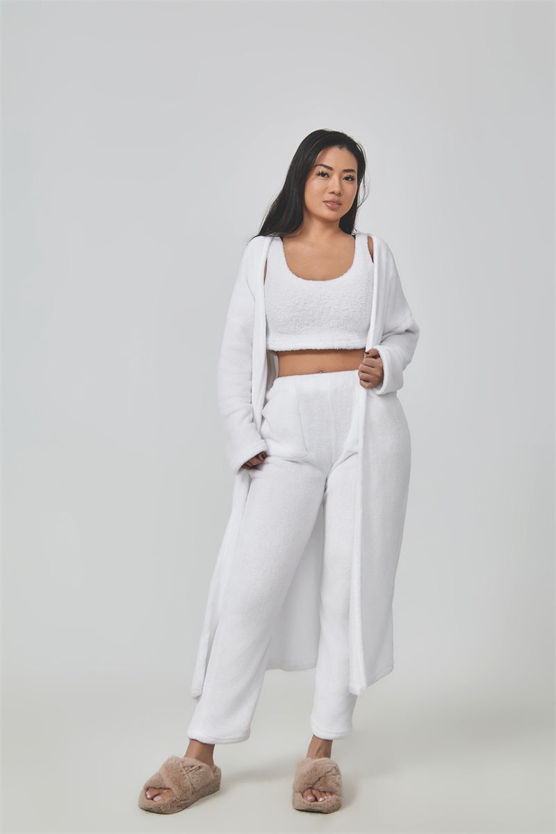 Cozy Pajama Set, 3 Piece Lounge Set, Cute Loungewear, Warm Suit Sets, Matching Set, Lounge Set, 3 Piece Pant Sets, Women Winter Dress - Cozy Haven