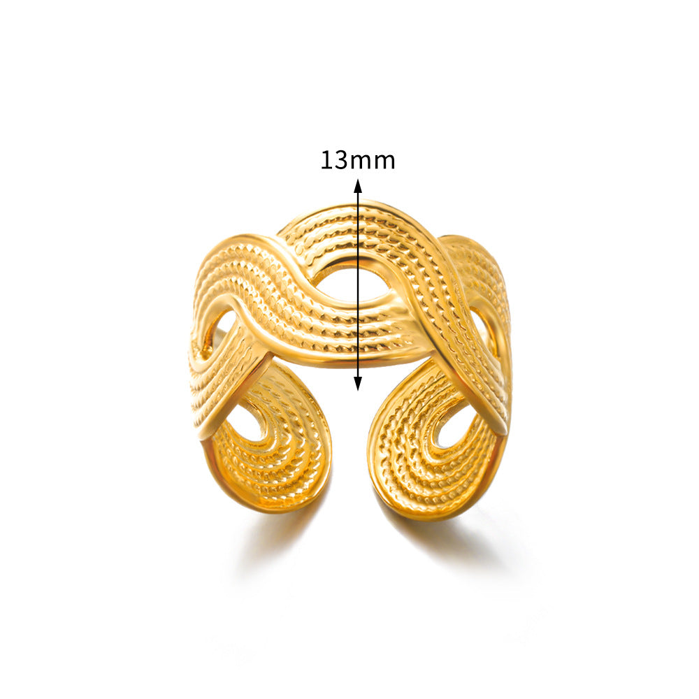 Geometric Line-cut Hollow Mens And Womens Ring - Cozy Haven