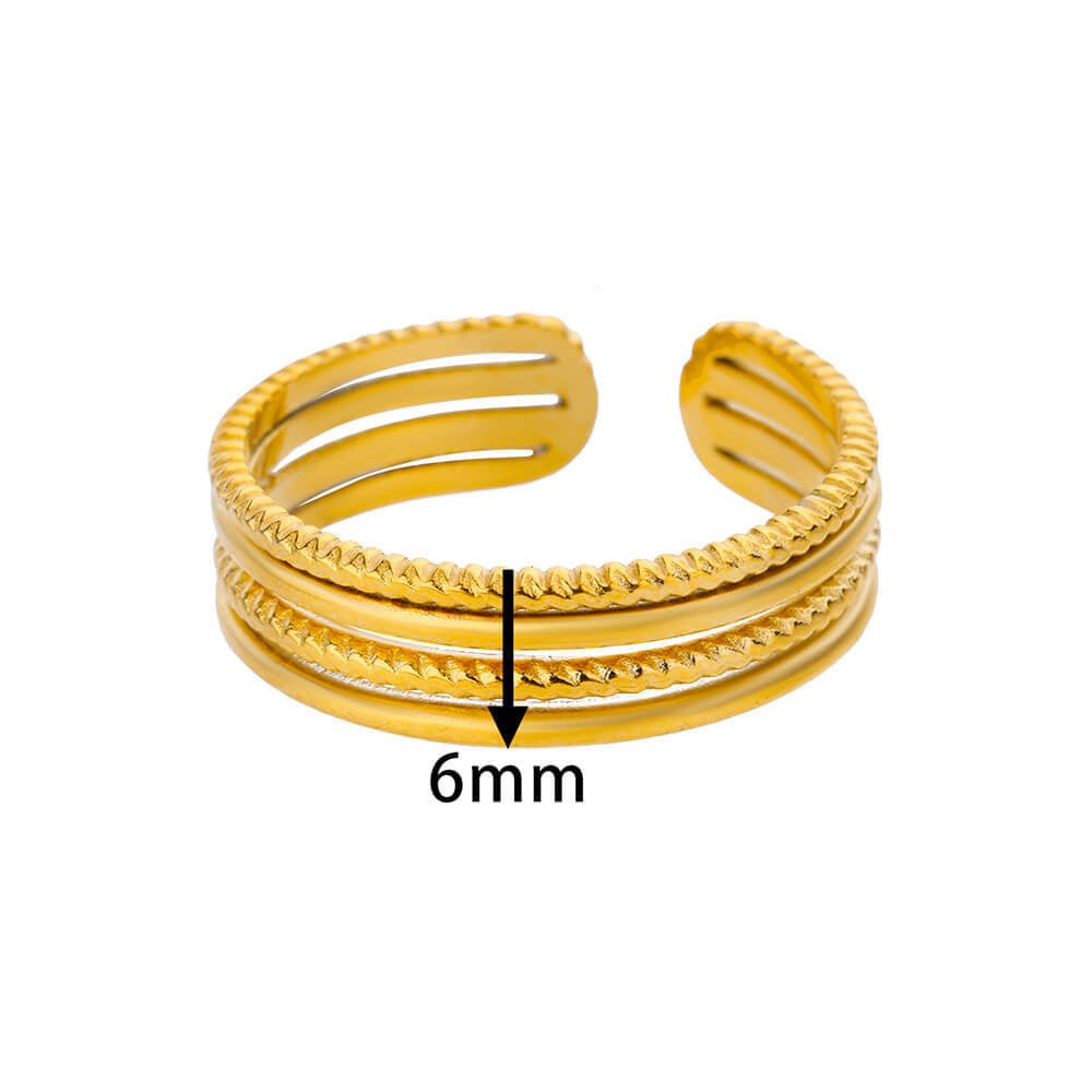 Geometric Line-cut Hollow Mens And Womens Ring - Cozy Haven
