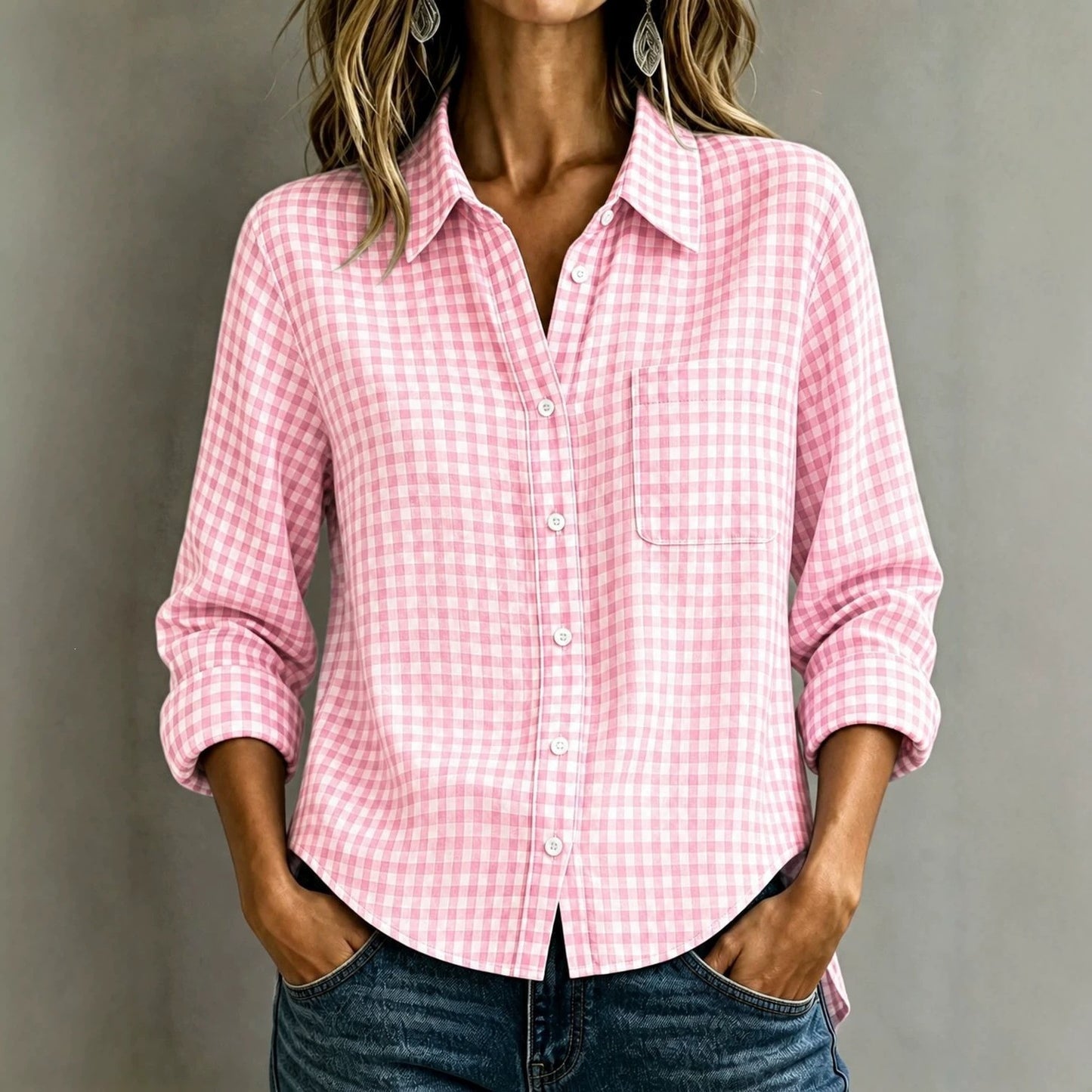 SpringSummer Womens Plaid Shirt Top - Cozy Haven