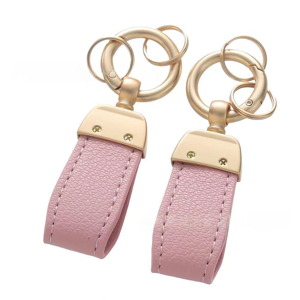 Solid-color Mini Goat-skin Leather Keychain - Cozy Haven