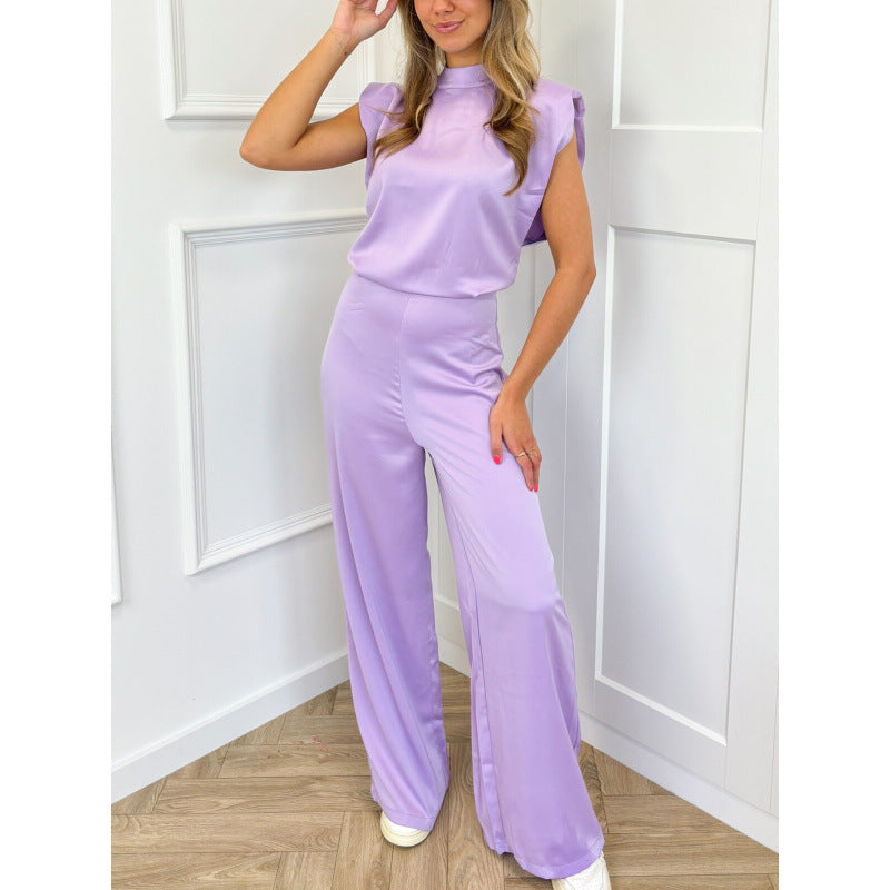 Backless Evening Dress Jumpsuit Solid Color Casual Straight Pants - Cozy Haven