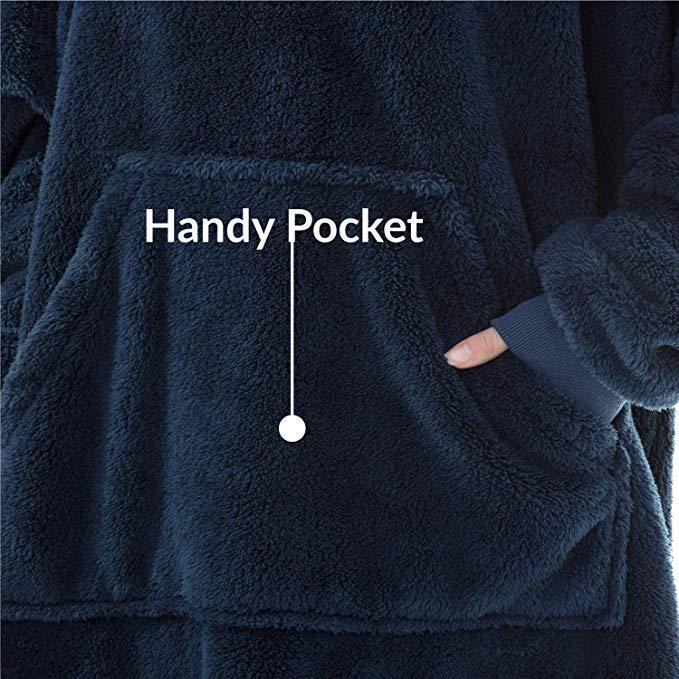 Hoodie Sweatshirt With Big Pocket Tops Sweater Comfortable Loose Double-Sided Fleece Thicker Wearable Blanket - Cozy Haven
