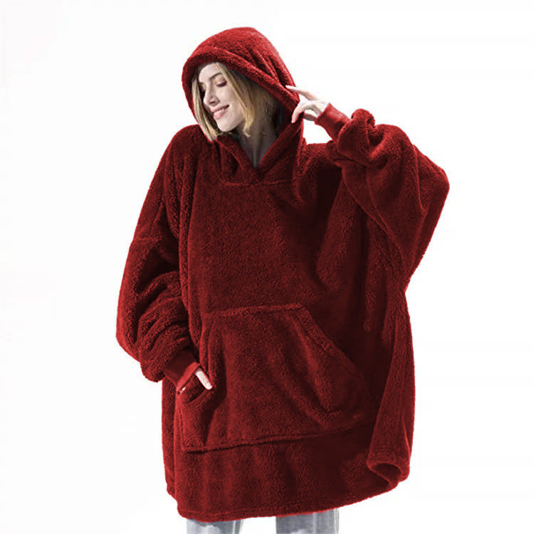 Hoodie Sweatshirt With Big Pocket Tops Sweater Comfortable Loose Double-Sided Fleece Thicker Wearable Blanket - Cozy Haven