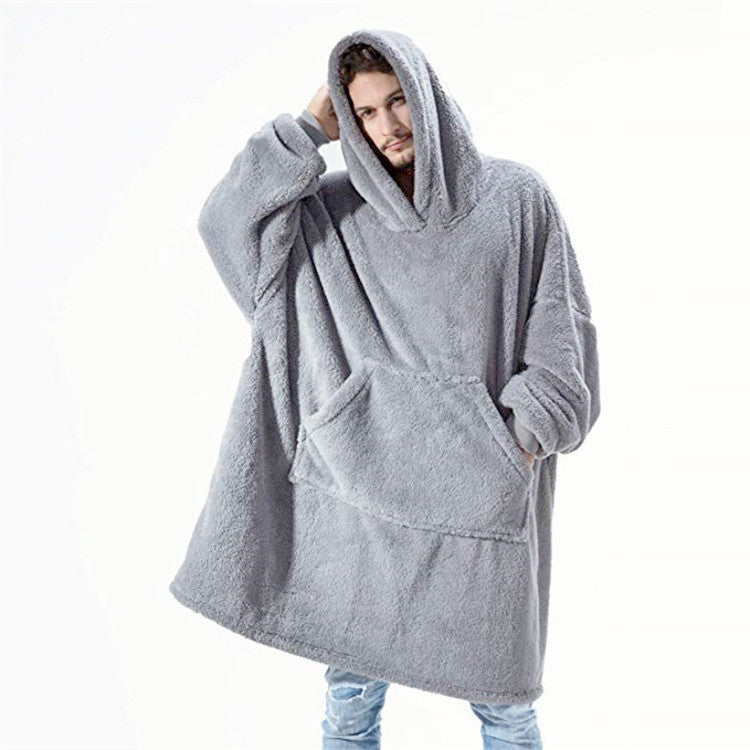 Hoodie Sweatshirt With Big Pocket Tops Sweater Comfortable Loose Double-Sided Fleece Thicker Wearable Blanket - Cozy Haven