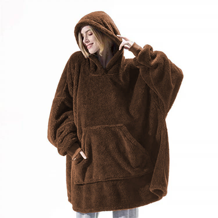 Hoodie Sweatshirt With Big Pocket Tops Sweater Comfortable Loose Double-Sided Fleece Thicker Wearable Blanket - Cozy Haven