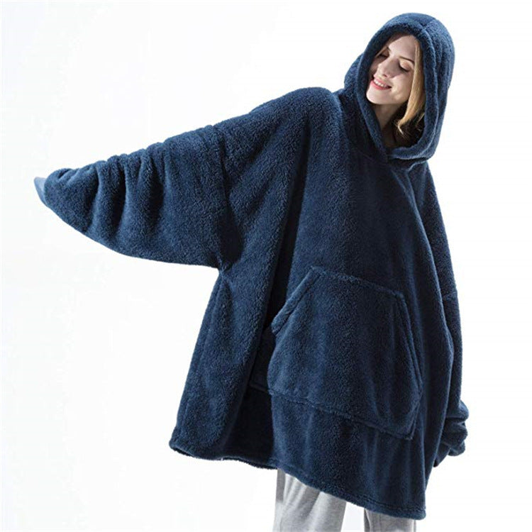 Hoodie Sweatshirt With Big Pocket Tops Sweater Comfortable Loose Double-Sided Fleece Thicker Wearable Blanket - Cozy Haven