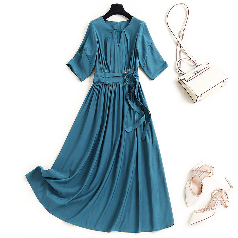 High-Waist Rayon Midi Dress - Cozy Haven