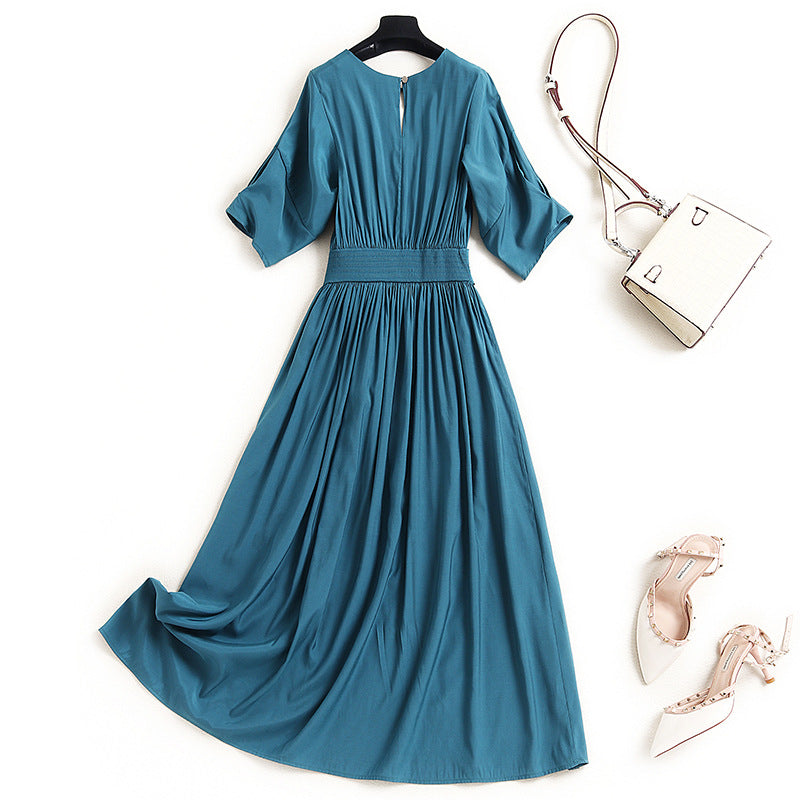High-Waist Rayon Midi Dress - Cozy Haven