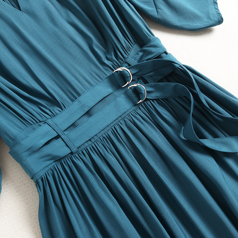 High-Waist Rayon Midi Dress - Cozy Haven
