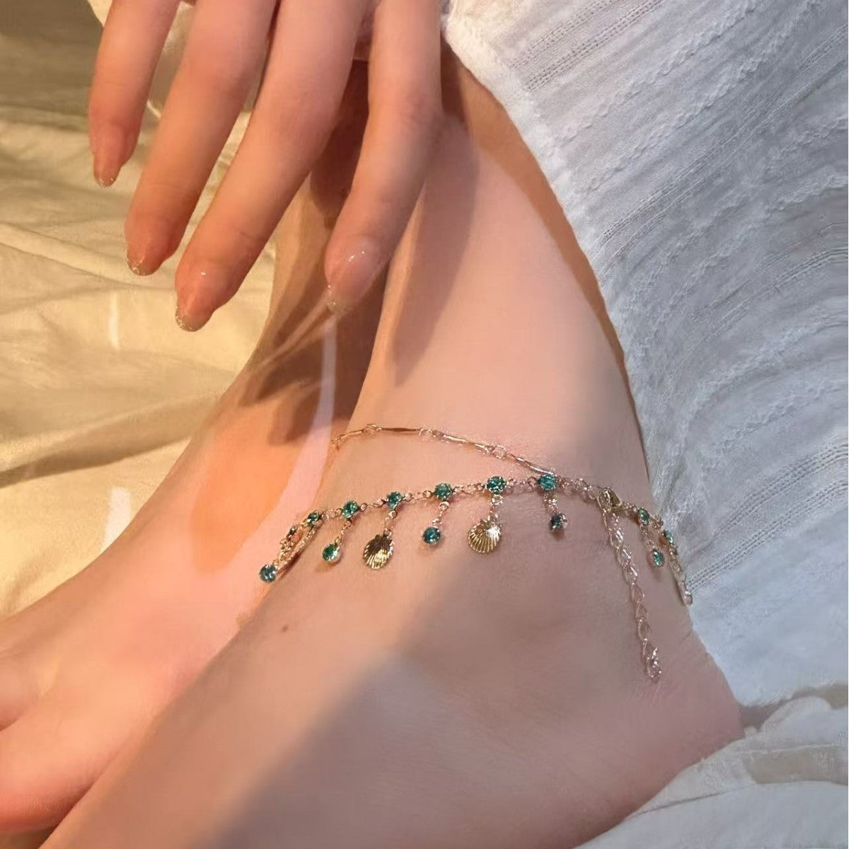 Ultra-shimmering Double-layer Shell Tassel Delicate Anklet - Cozy Haven