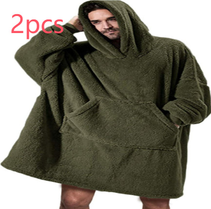 Hoodie Sweatshirt With Big Pocket Tops Sweater Comfortable Loose Double-Sided Fleece Thicker Wearable Blanket - Cozy Haven