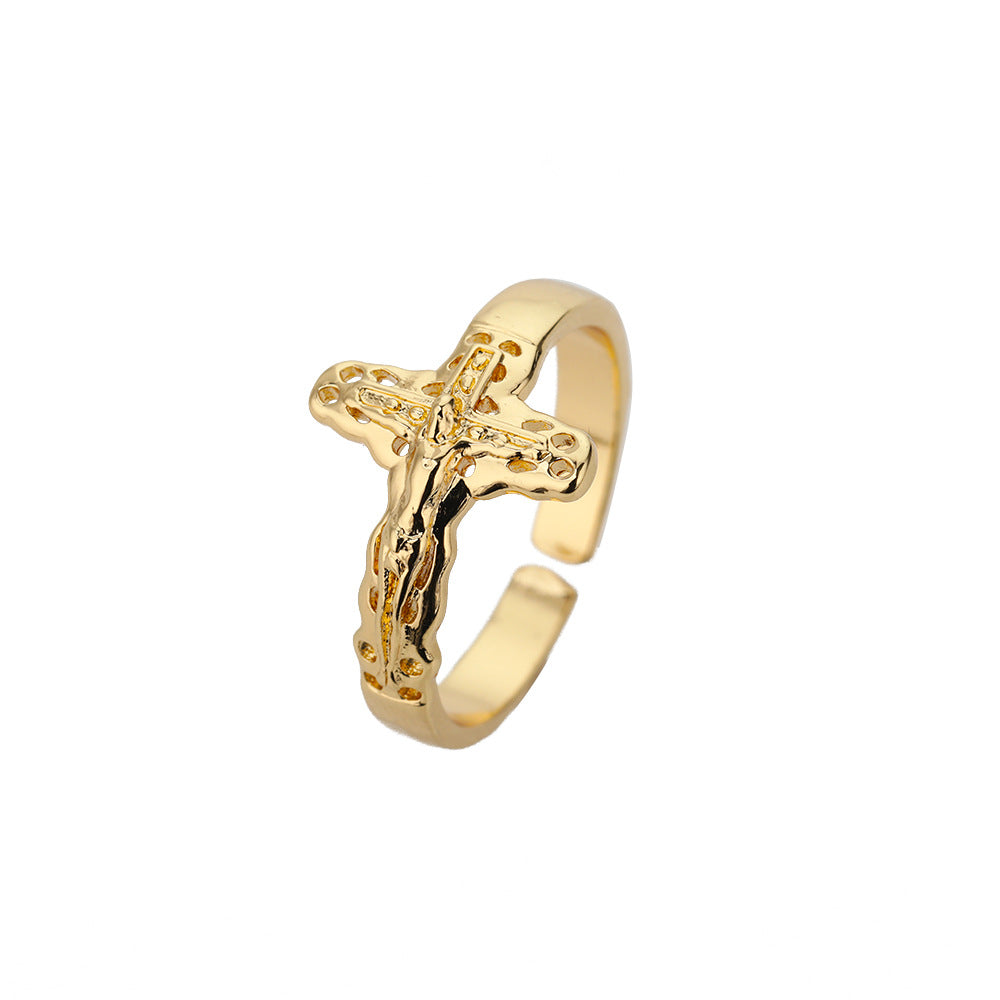 Geometric Line-cut Hollow Mens And Womens Ring - Cozy Haven