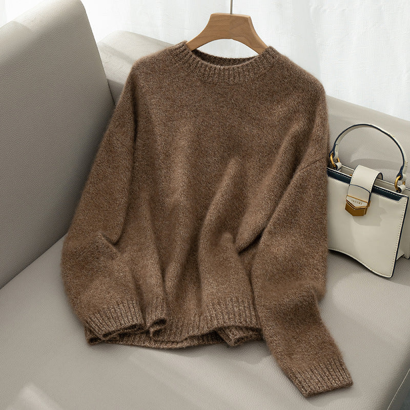 Elegant Cashmere Sweater Versatile And Thickened Womens Crew-neck Knit - Cozy Haven