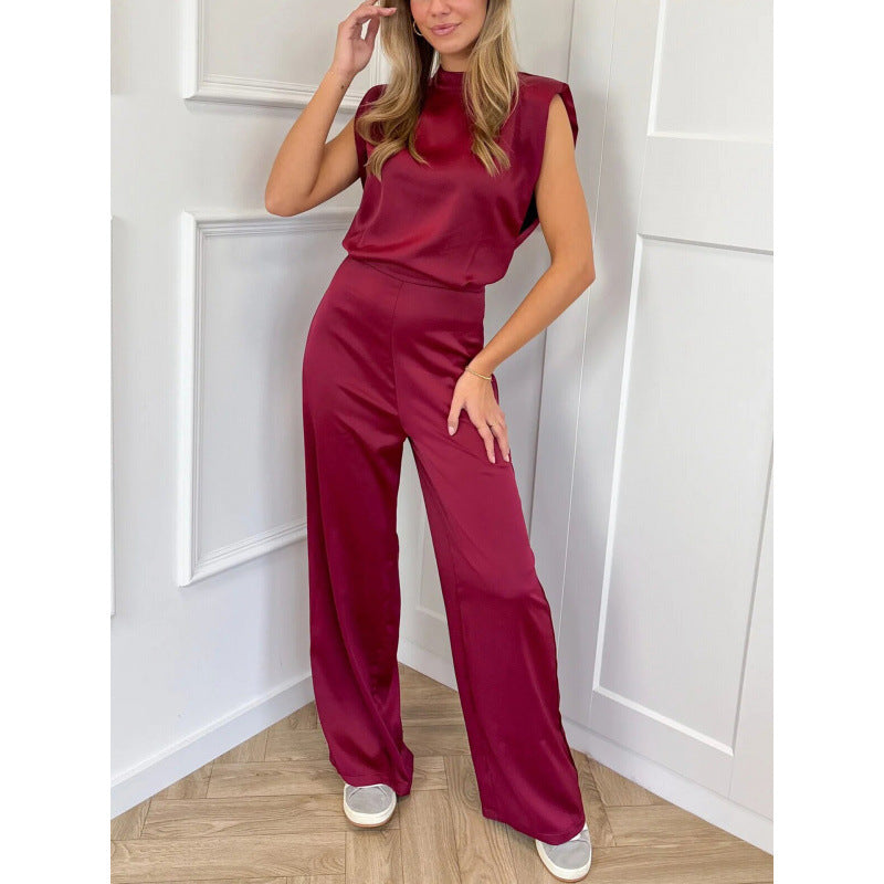 Backless Evening Dress Jumpsuit Solid Color Casual Straight Pants - Cozy Haven