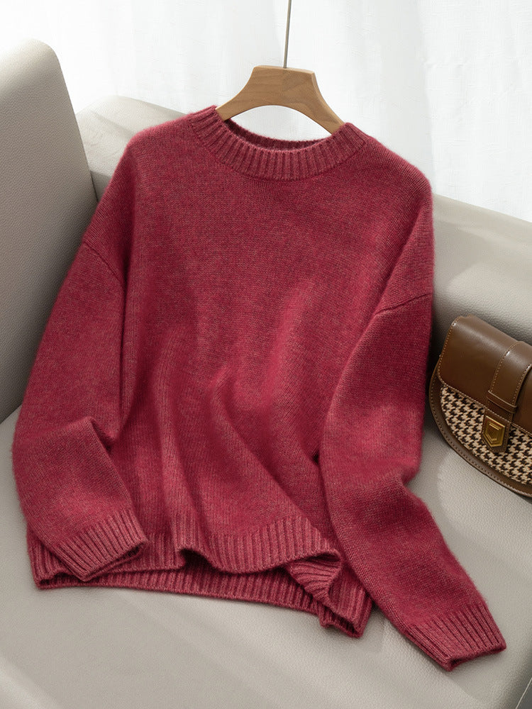 Elegant Cashmere Sweater Versatile And Thickened Womens Crew-neck Knit - Cozy Haven