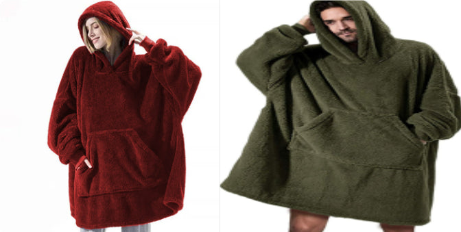 Hoodie Sweatshirt With Big Pocket Tops Sweater Comfortable Loose Double-Sided Fleece Thicker Wearable Blanket - Cozy Haven