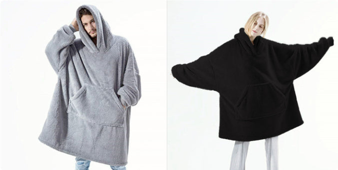 Hoodie Sweatshirt With Big Pocket Tops Sweater Comfortable Loose Double-Sided Fleece Thicker Wearable Blanket - Cozy Haven