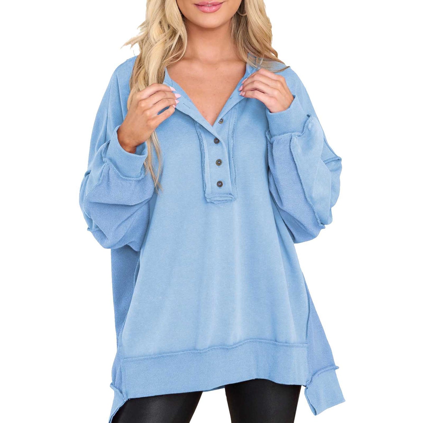 New Women's Round Neck Solid Color Top - Cozy Haven