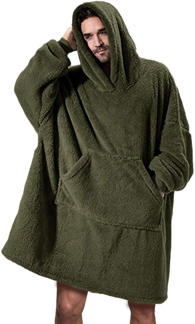 Hoodie Sweatshirt With Big Pocket Tops Sweater Comfortable Loose Double-Sided Fleece Thicker Wearable Blanket - Cozy Haven