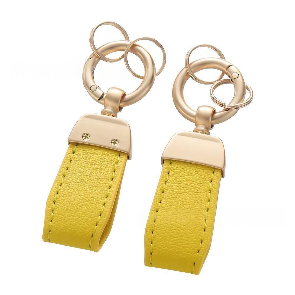 Solid-color Mini Goat-skin Leather Keychain - Cozy Haven