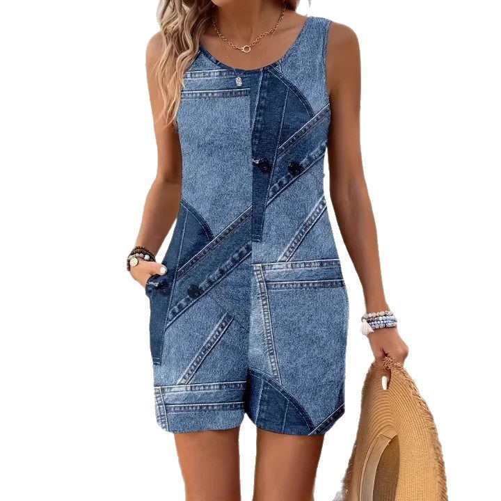 3D-printed Button-back Casual Suspender Pants - Cozy Haven
