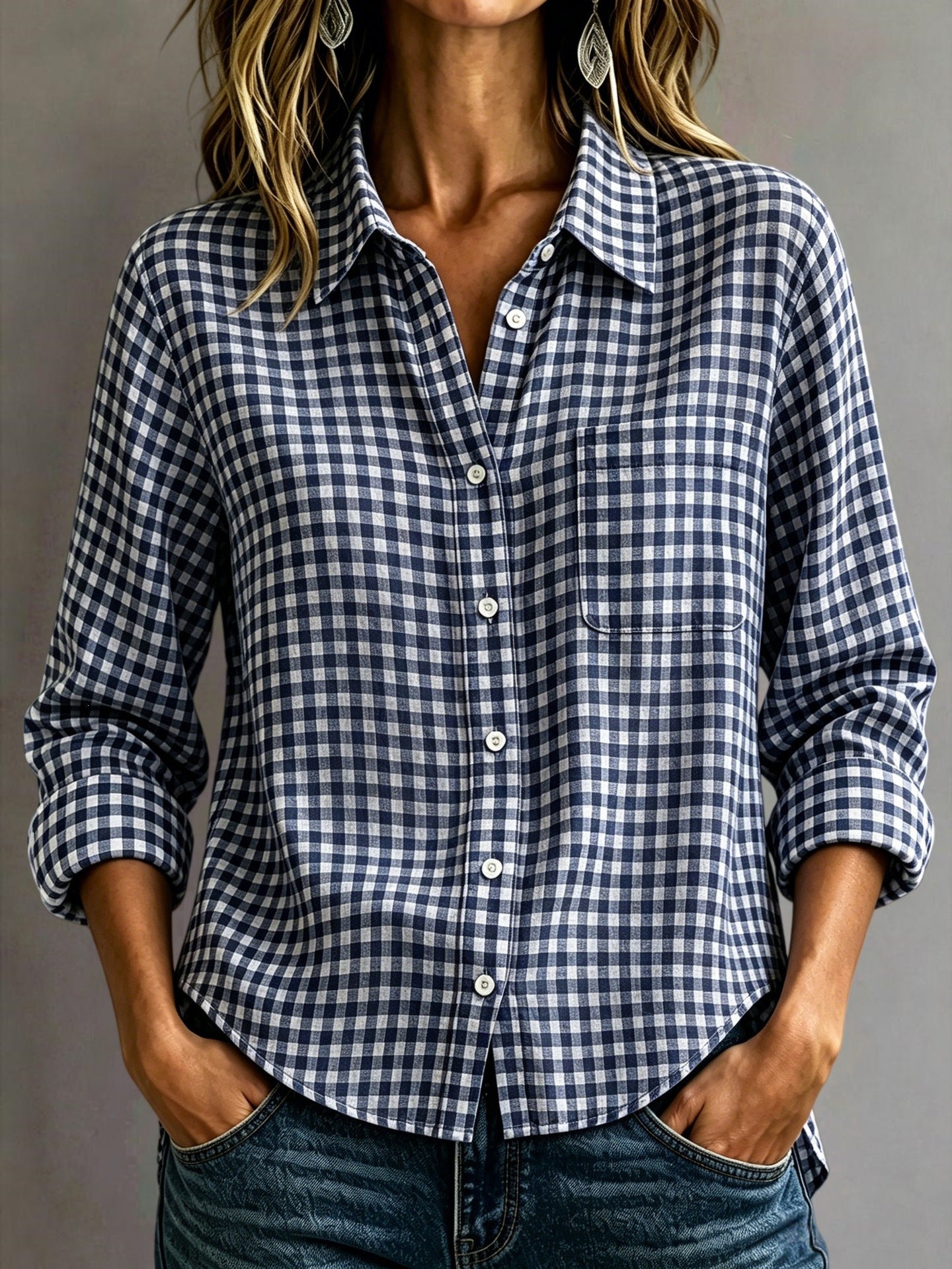 SpringSummer Womens Plaid Shirt Top - Cozy Haven