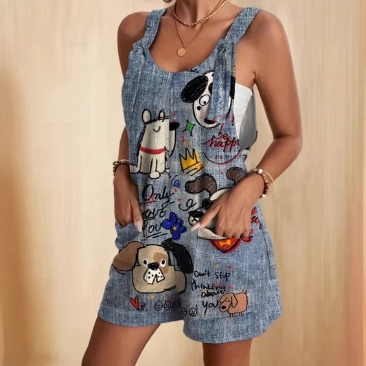 3D-printed Button-back Casual Suspender Pants - Cozy Haven