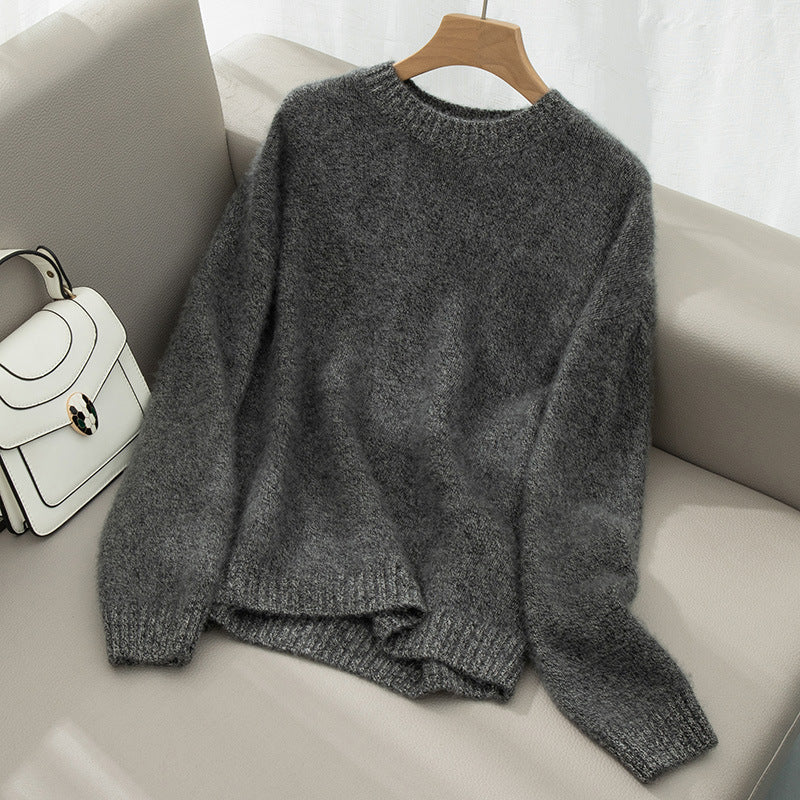 Elegant Cashmere Sweater Versatile And Thickened Womens Crew-neck Knit - Cozy Haven