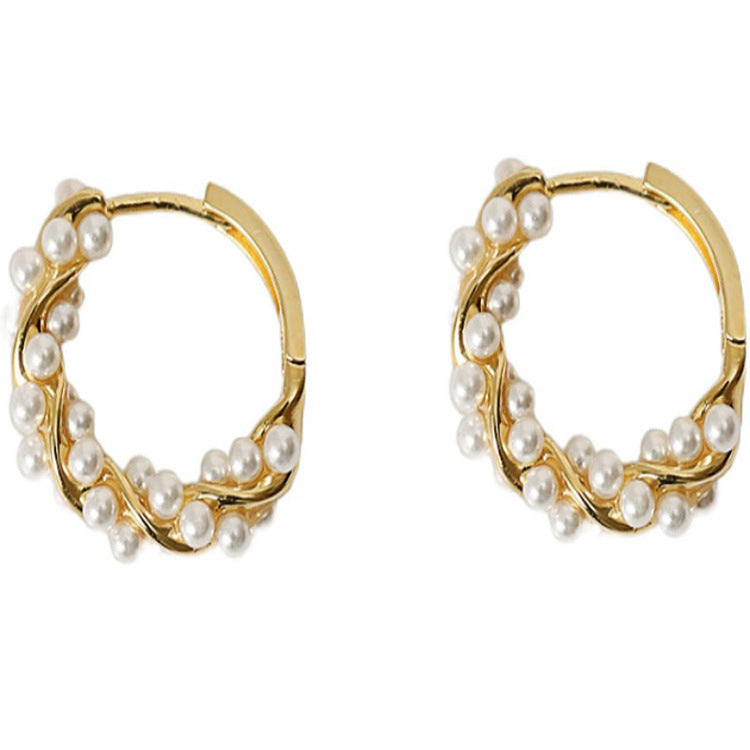 Pearl Earrings Autumn And Winter Special-interest Design Bead Eardrops Earrings New Elegant Circle Ear Clip Women - Cozy Haven