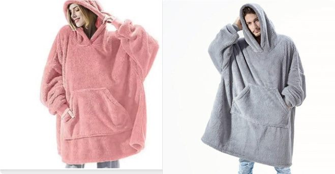 Hoodie Sweatshirt With Big Pocket Tops Sweater Comfortable Loose Double-Sided Fleece Thicker Wearable Blanket - Cozy Haven