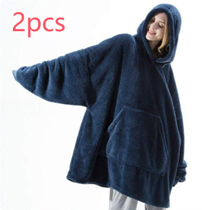 Hoodie Sweatshirt With Big Pocket Tops Sweater Comfortable Loose Double-Sided Fleece Thicker Wearable Blanket - Cozy Haven
