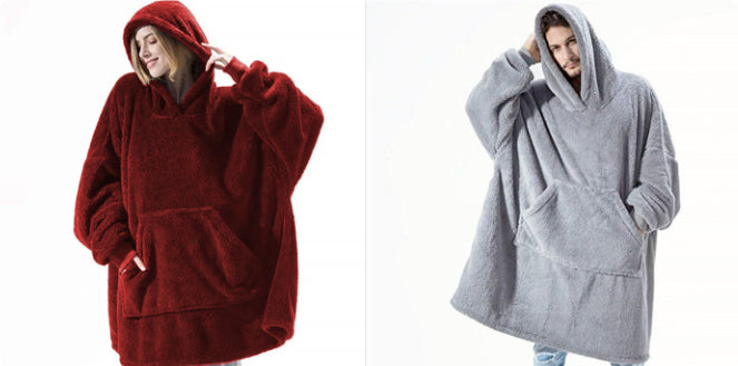 Hoodie Sweatshirt With Big Pocket Tops Sweater Comfortable Loose Double-Sided Fleece Thicker Wearable Blanket - Cozy Haven
