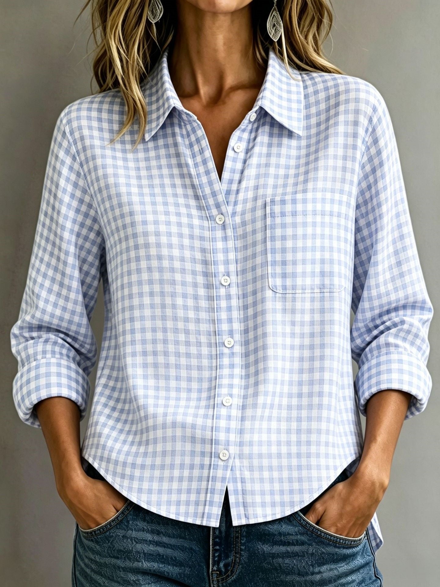SpringSummer Womens Plaid Shirt Top - Cozy Haven