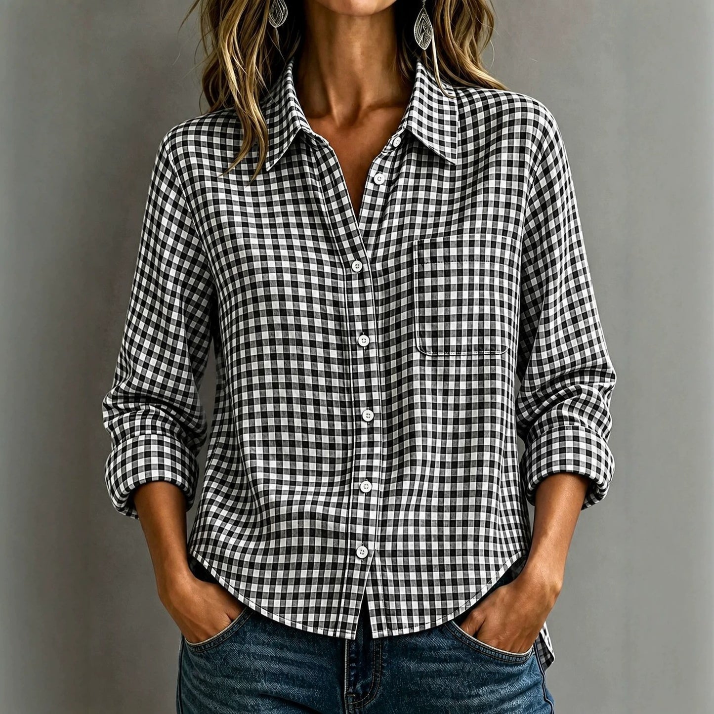 SpringSummer Womens Plaid Shirt Top - Cozy Haven