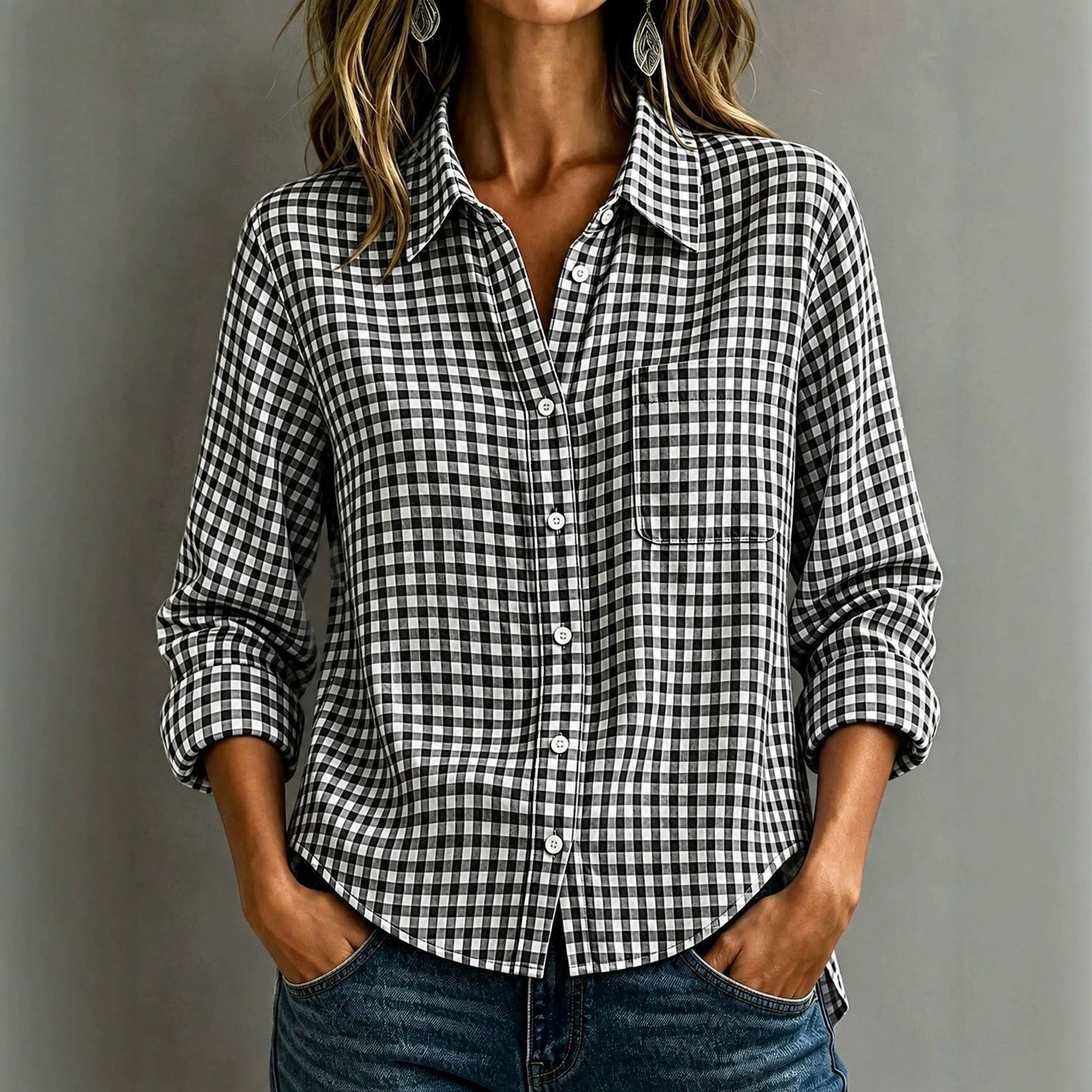 SpringSummer Womens Plaid Shirt Top - Cozy Haven