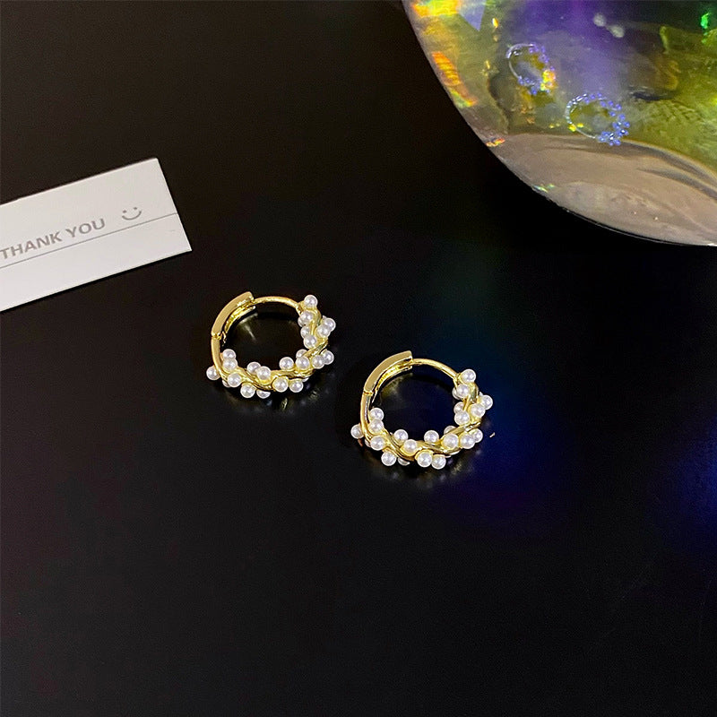 Pearl Earrings Autumn And Winter Special-interest Design Bead Eardrops Earrings New Elegant Circle Ear Clip Women - Cozy Haven