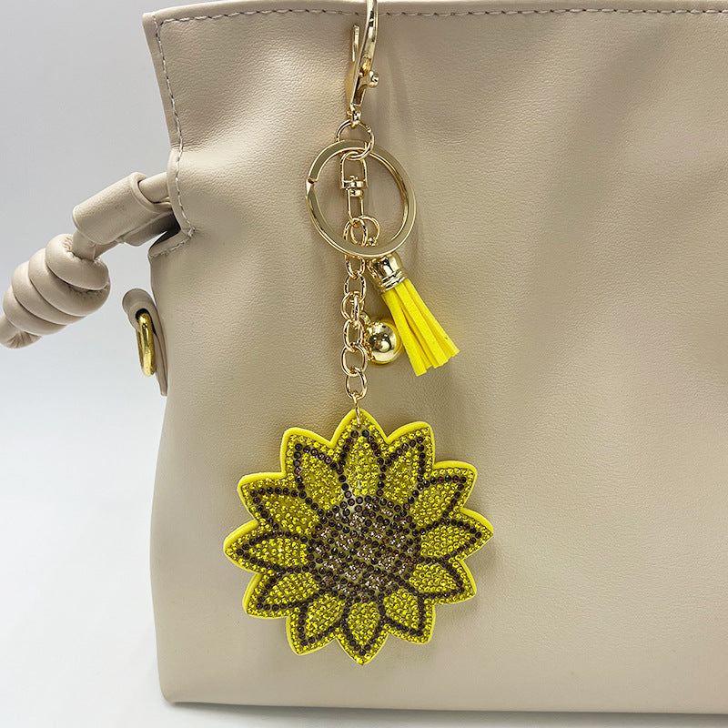 Creative Diamond-studded Sunflower Keychain Sunflower Bag Charm - Cozy Haven