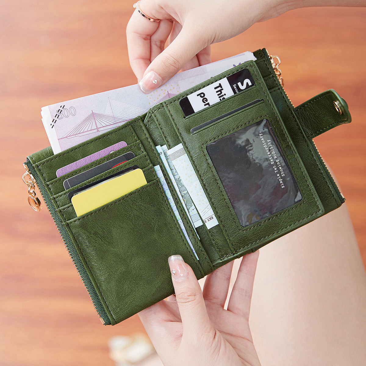New Womens Retro Short Trifold Wallet With Dual Zippers And Multiple Card Slots - Cozy Haven