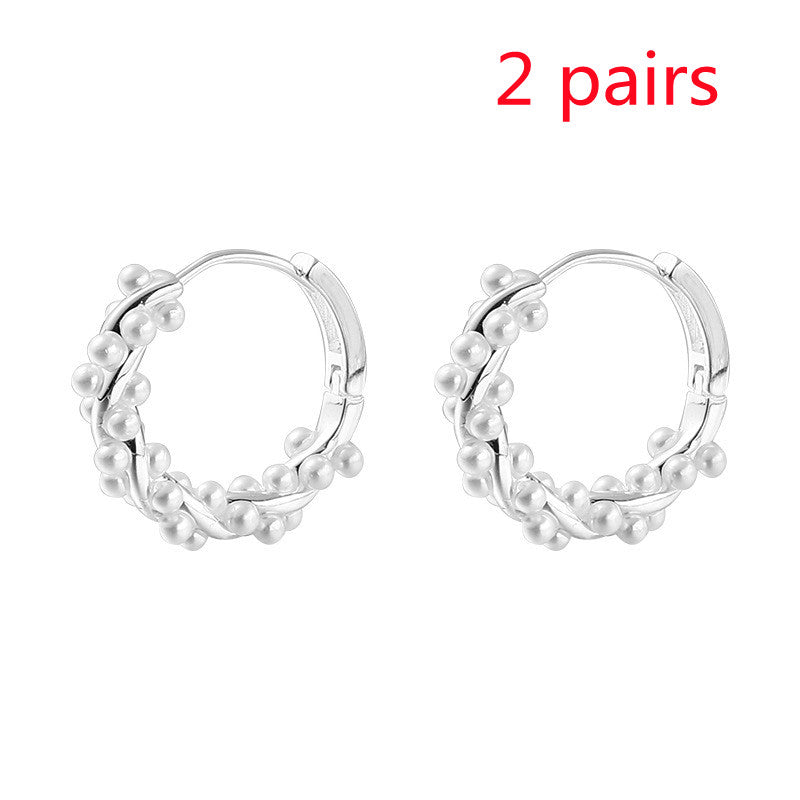 Pearl Earrings Autumn And Winter Special-interest Design Bead Eardrops Earrings New Elegant Circle Ear Clip Women - Cozy Haven