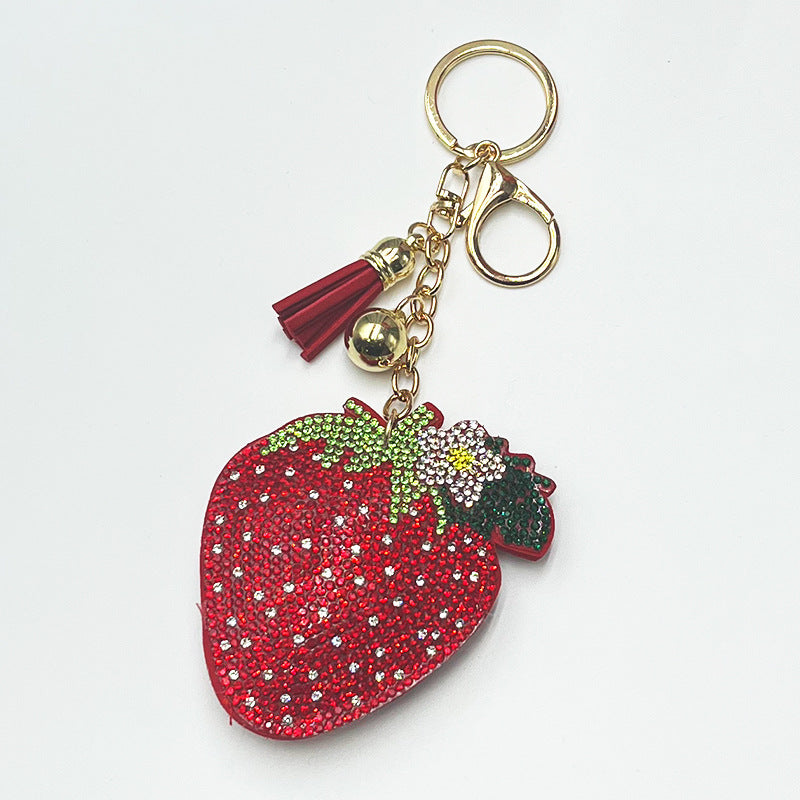New Diamond-encrusted Strawberry Keychain - Cozy Haven
