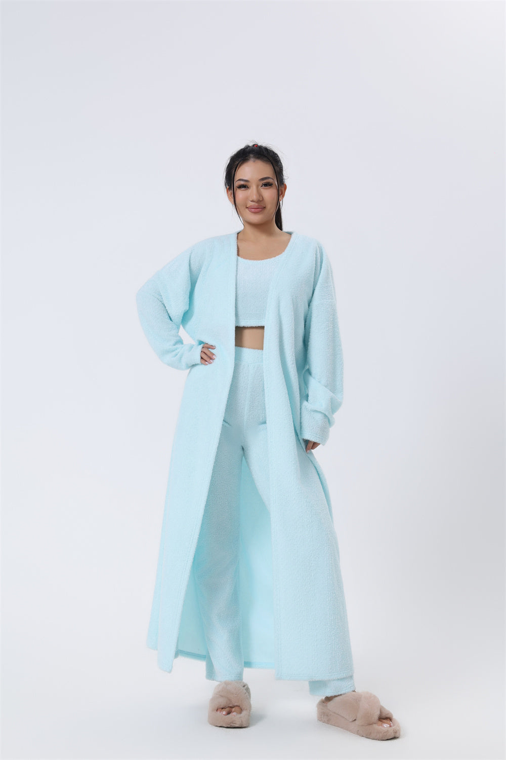 Cozy Pajama Set, 3 Piece Lounge Set, Cute Loungewear, Warm Suit Sets, Matching Set, Lounge Set, 3 Piece Pant Sets, Women Winter Dress - Cozy Haven