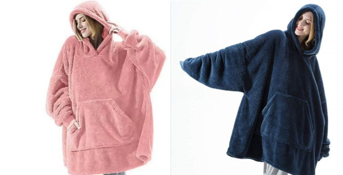 Hoodie Sweatshirt With Big Pocket Tops Sweater Comfortable Loose Double-Sided Fleece Thicker Wearable Blanket - Cozy Haven