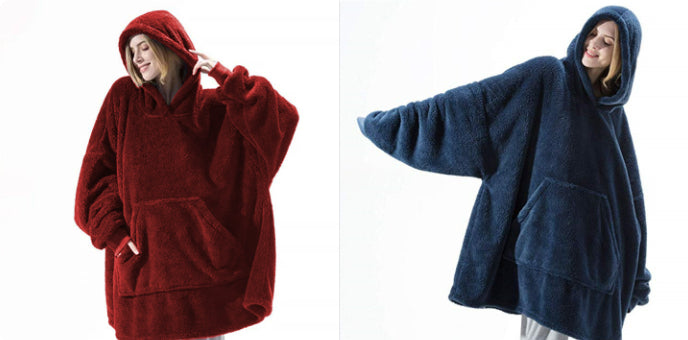 Hoodie Sweatshirt With Big Pocket Tops Sweater Comfortable Loose Double-Sided Fleece Thicker Wearable Blanket - Cozy Haven