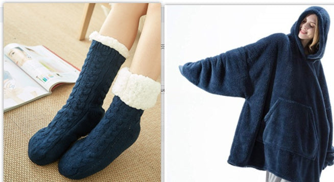 Hoodie Sweatshirt With Big Pocket Tops Sweater Comfortable Loose Double-Sided Fleece Thicker Wearable Blanket - Cozy Haven