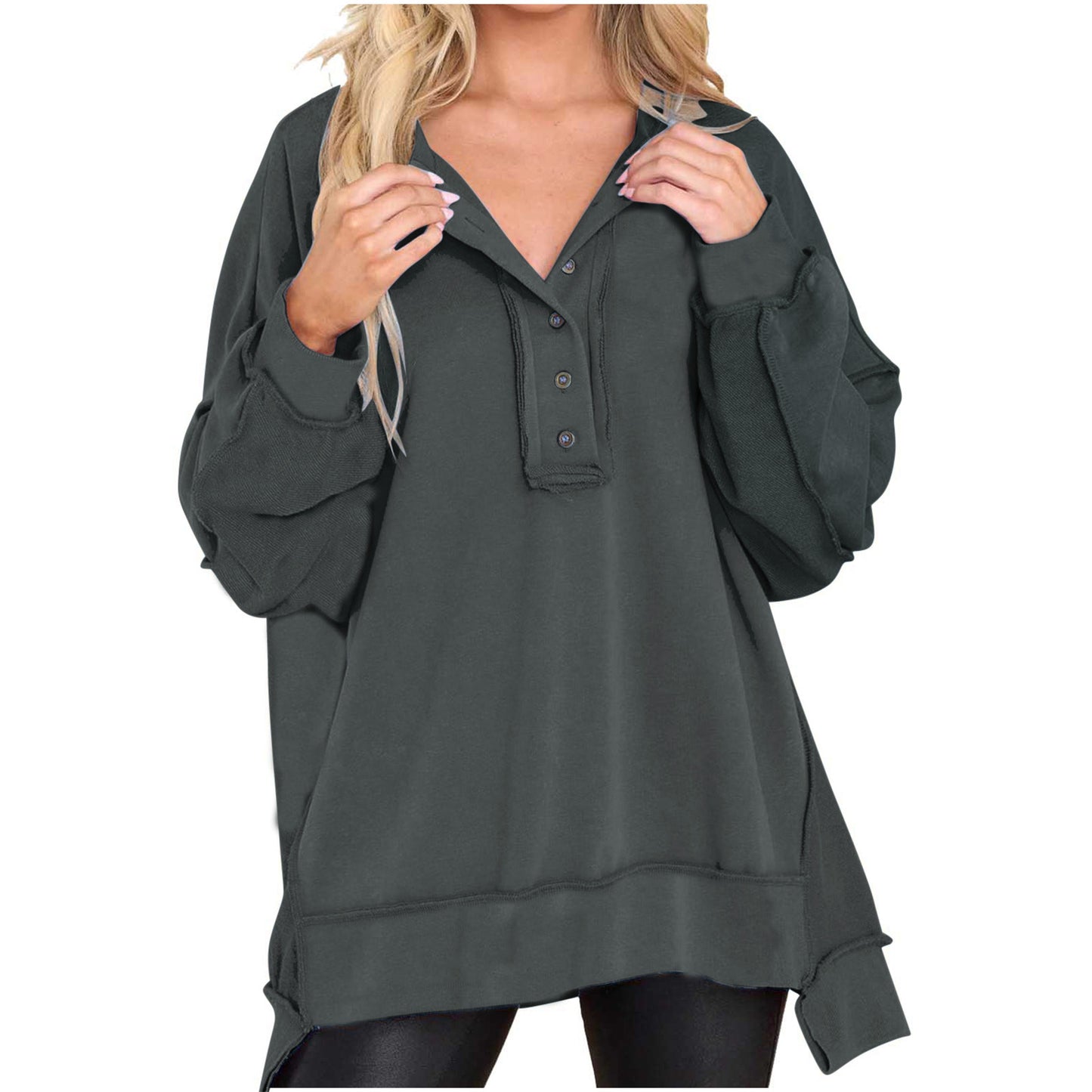 New Women's Round Neck Solid Color Top - Cozy Haven