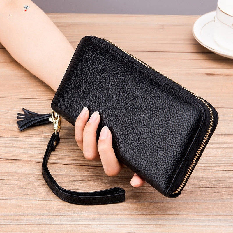 Tassel Top-grain Leather Zippered Womens Wallet - Cozy Haven