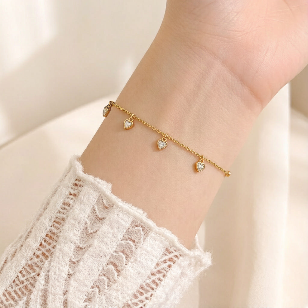 Womens Titanium Steel Heart-Shaped Pendant Anklet - Cozy Haven